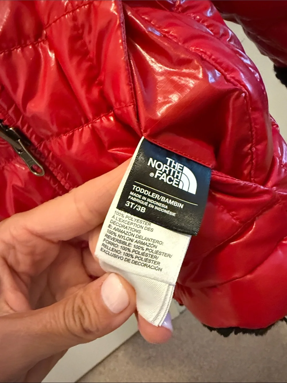 The North Face Kids Red Quilted  Reversible Hooded Puffer Jacket